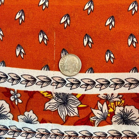 Liz Claiborne Blouse Womens Small Orange Floral Cap Sleeve V-Neck Boho Office - Picture 12 of 12